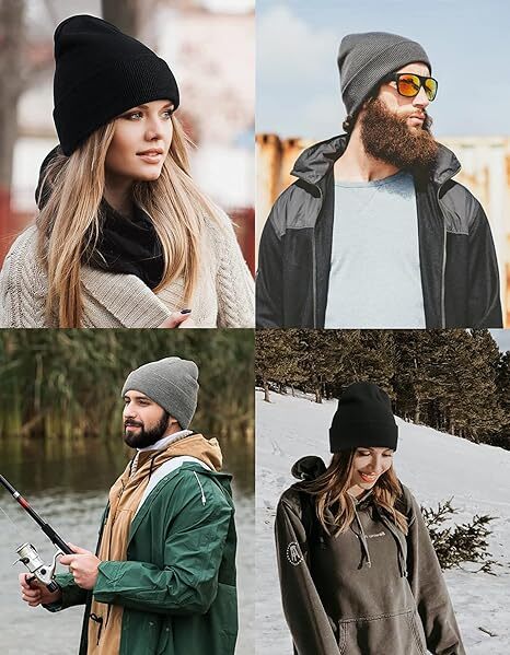 Beanie Hat Cap Solid Plain Knit Ski Skully Cuff Winter Warm Slouchy Men Women CF