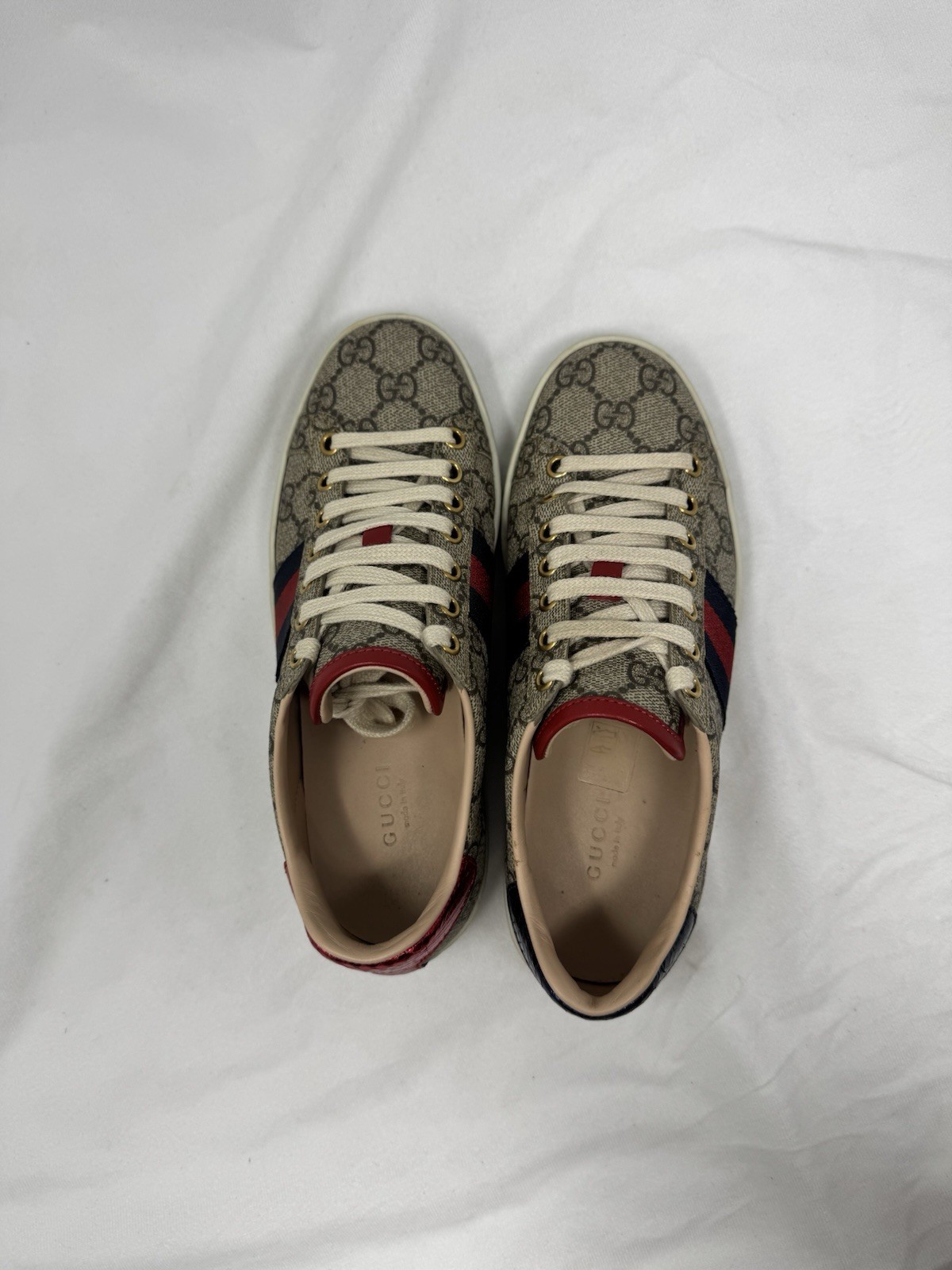 Size 35 Women’s – Ace Gucci-GG Supreme Beige/Ebony/Blue/Red – 499410 K2LH0 9768