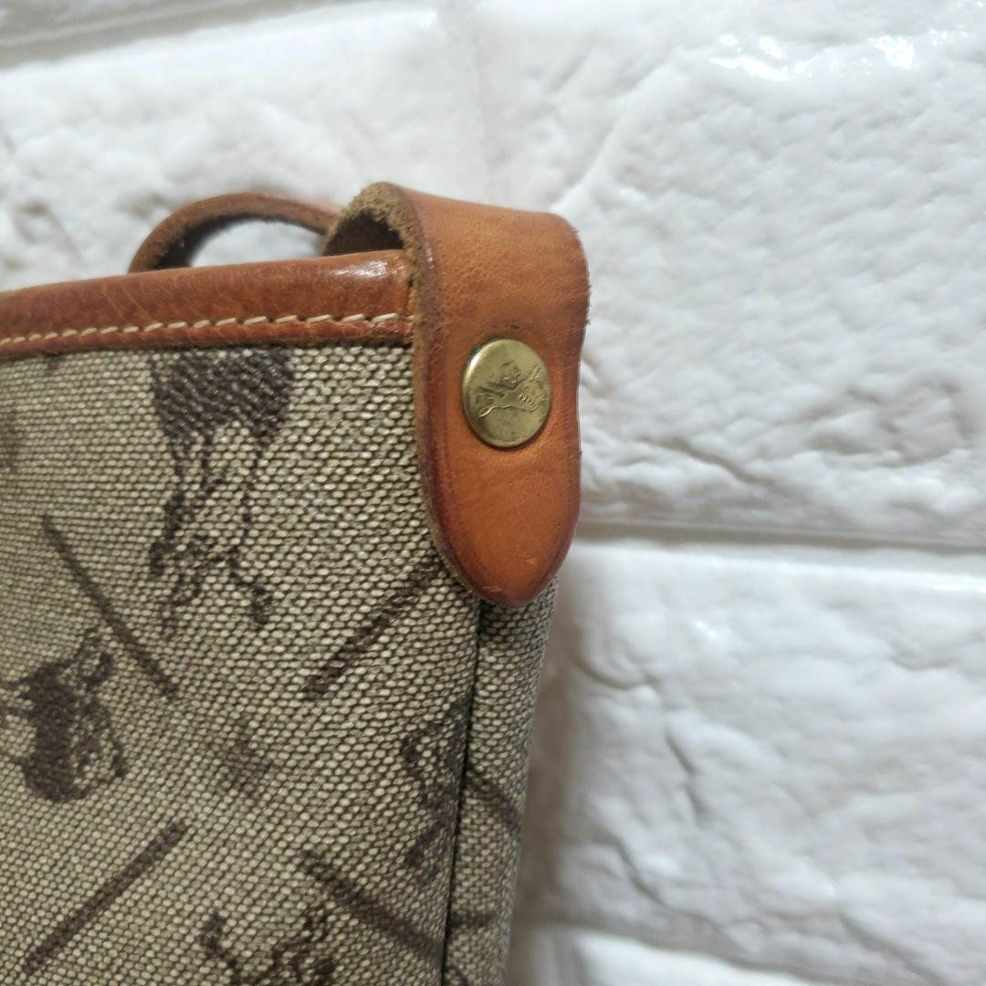 IL BISONTE Monogram Leather Shoulder Bag Beige 11.4×9.4in Adjustable Strap