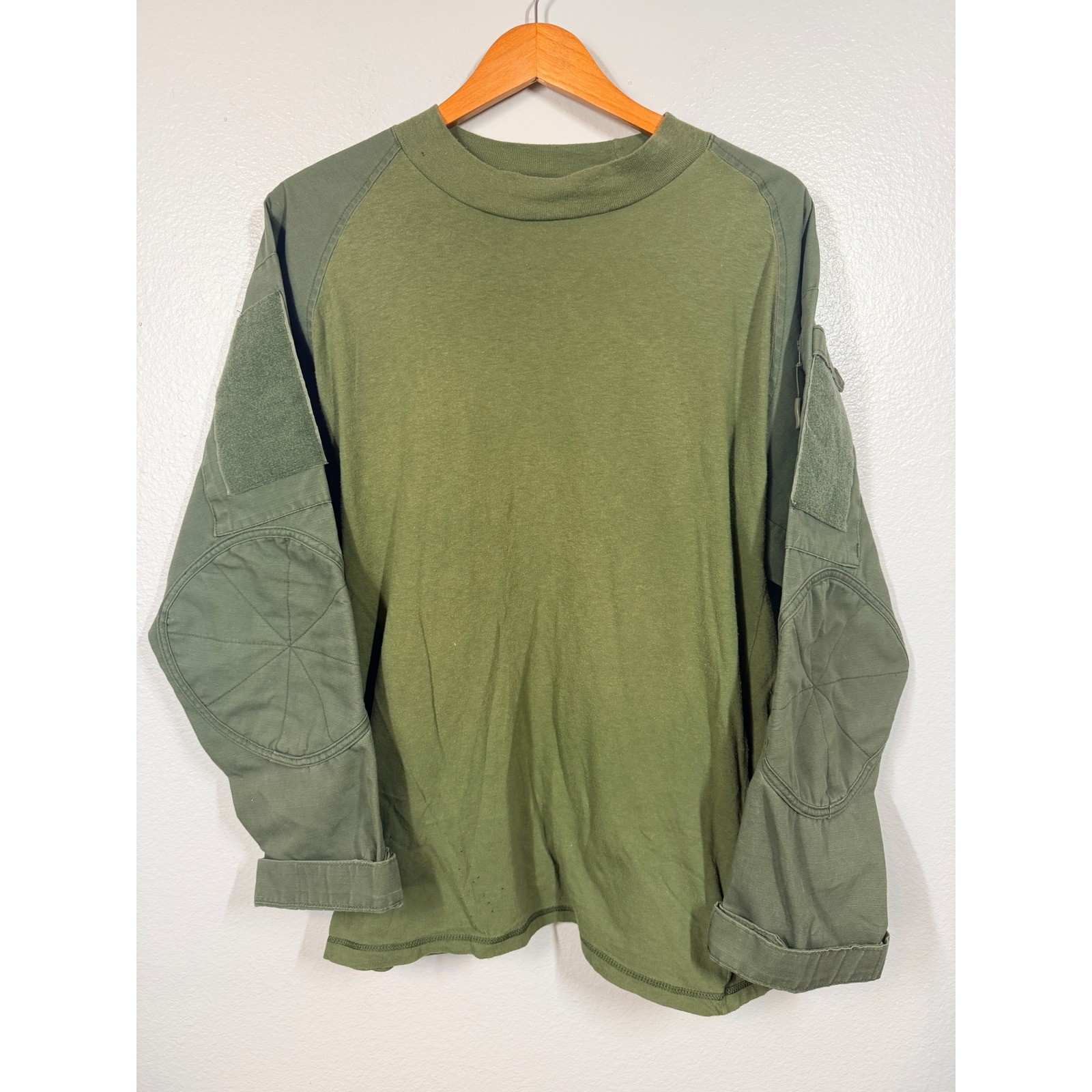 TRU-SPEC Combat Shirt Mens Large Green Baselayer Cordura Ripstop Tactical LS