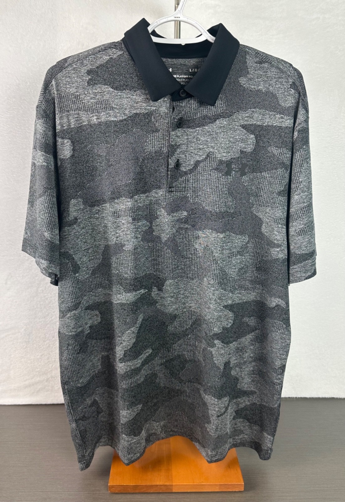 Under Armour Men’s Gray/Black Playoff Camo Jacquard Polo Shirt Large NWT