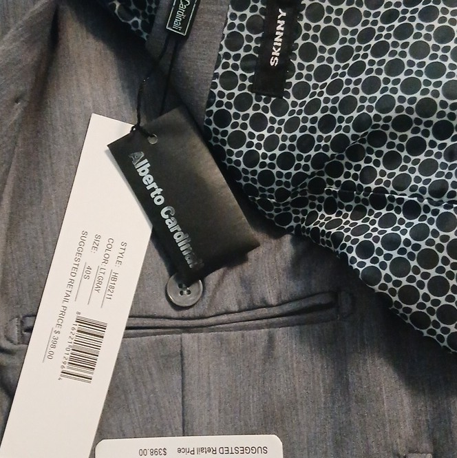 Alberto Cardinali Stretch Gray Suit Jacket Notch Lapel 40S Chest 42 HB18211