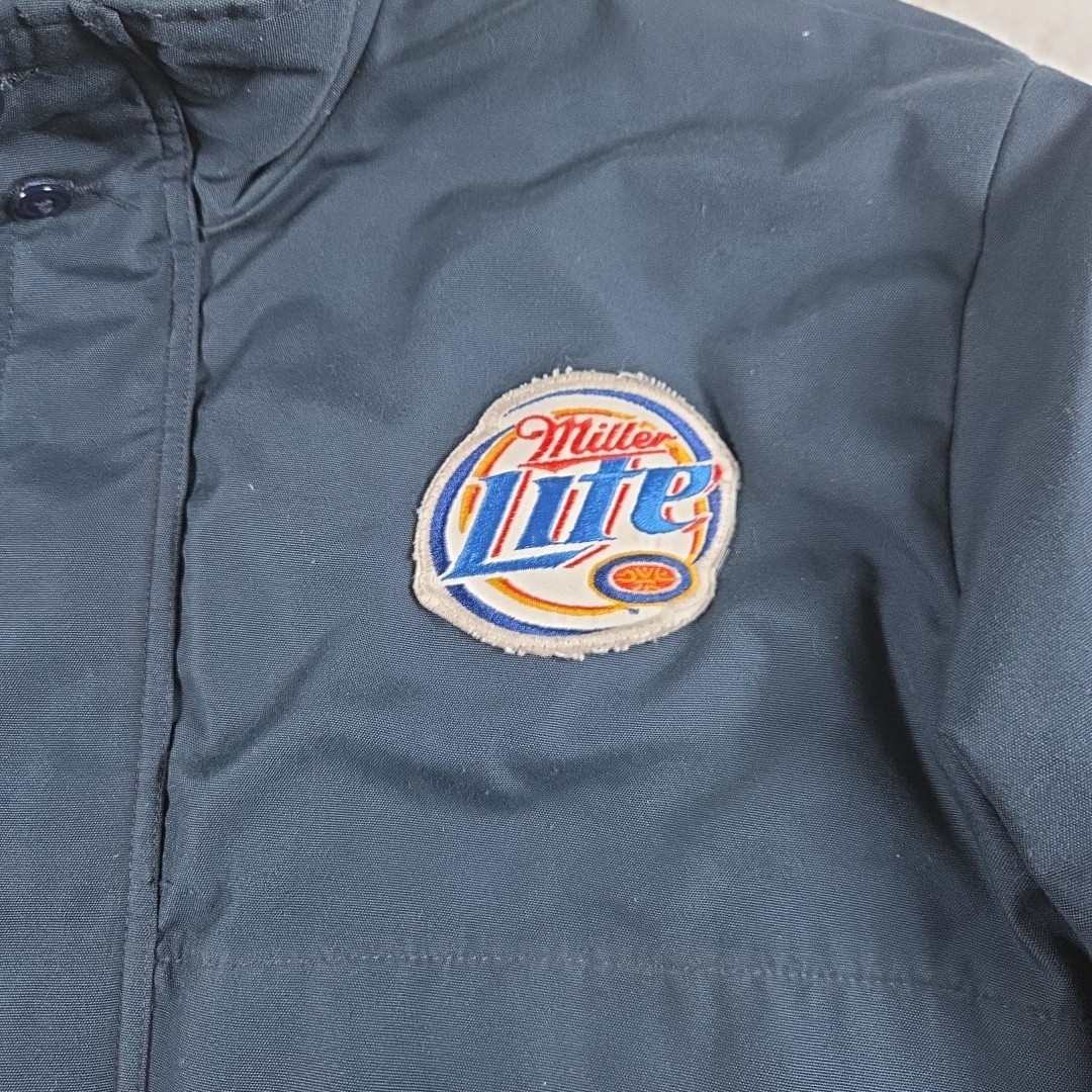 Vintage 90s Riverside Masterliner Bomber Jacket Sz L Miller Lite Blue Thinsulate