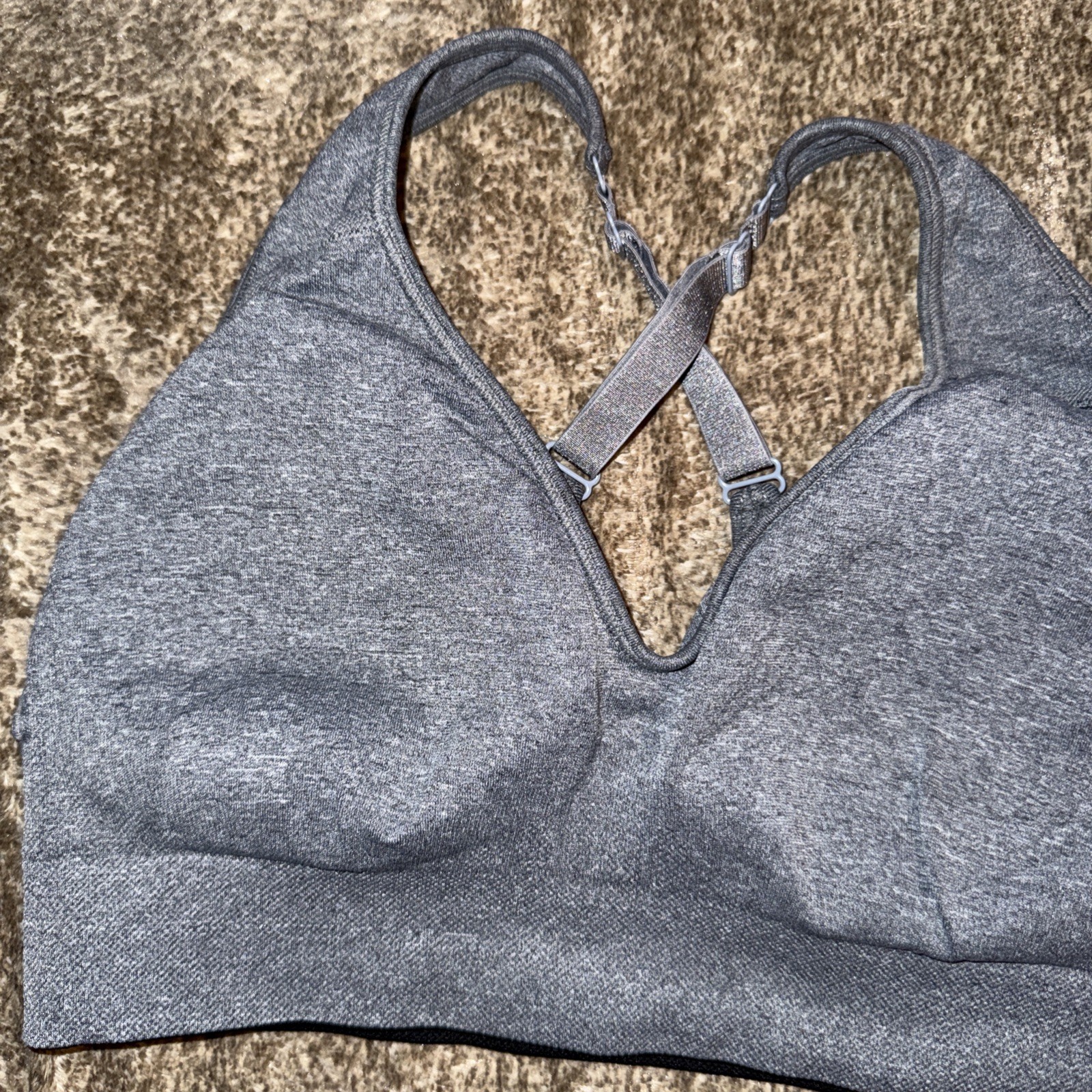 Pre-Owned Puma Gray Black White Convertible Sports Bra Medium M