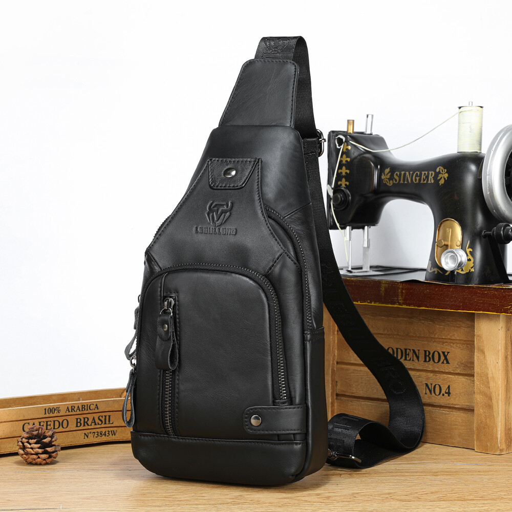 Sling Backpack Men Chest bag Crossbody Bag Shoulder Bag 100% Genuine Leather New