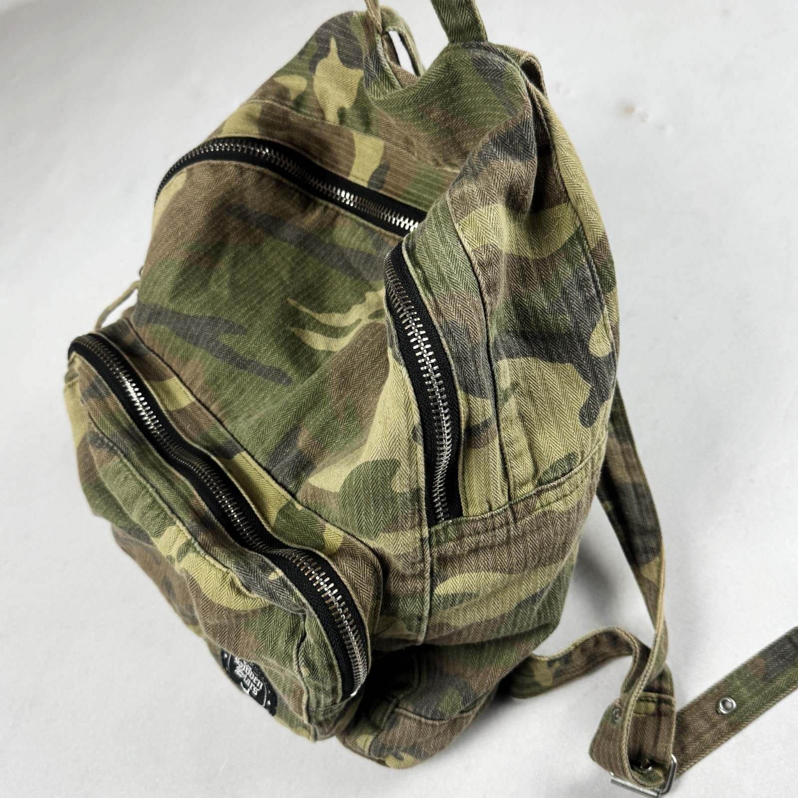 Vintage Seven Stars Camo Backpack Military Army Canvas Rucksack Y2K Streetwear
