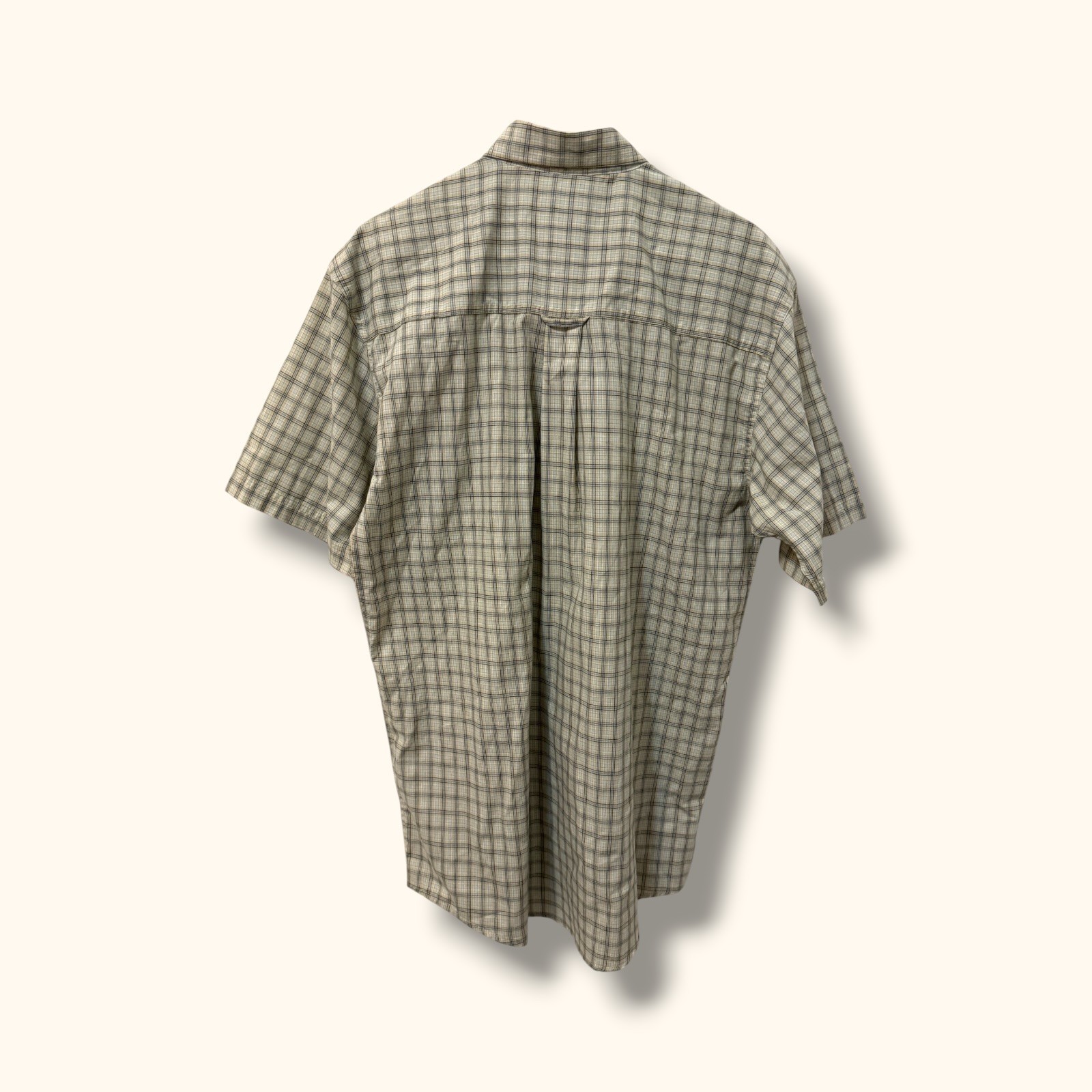 Wrangler Shirt Mens LT Short Sleeve Button Down Plaid Riata Beige Tan Classic
