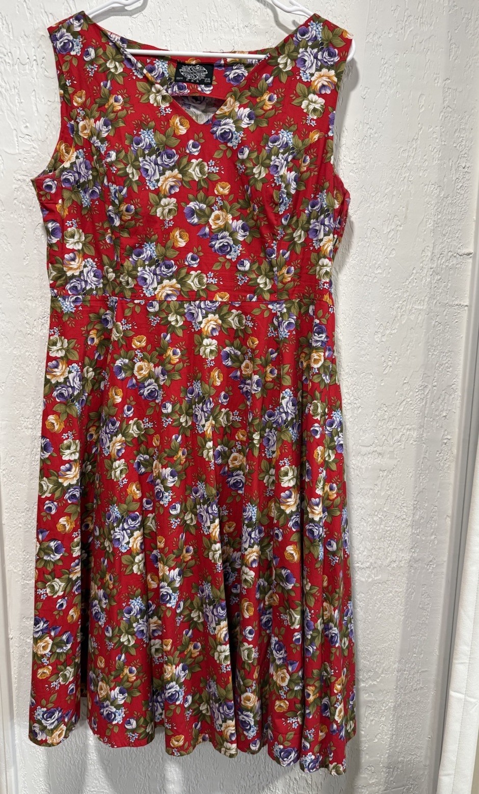 Hearts & Roses Rose Print Fit Flare Dress Size 14 Retro Alternative 50s Pin Up