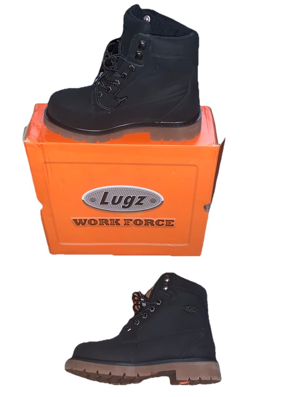 Lugs Work Force Steel Toe Black Boots Size 6 Euro 36
