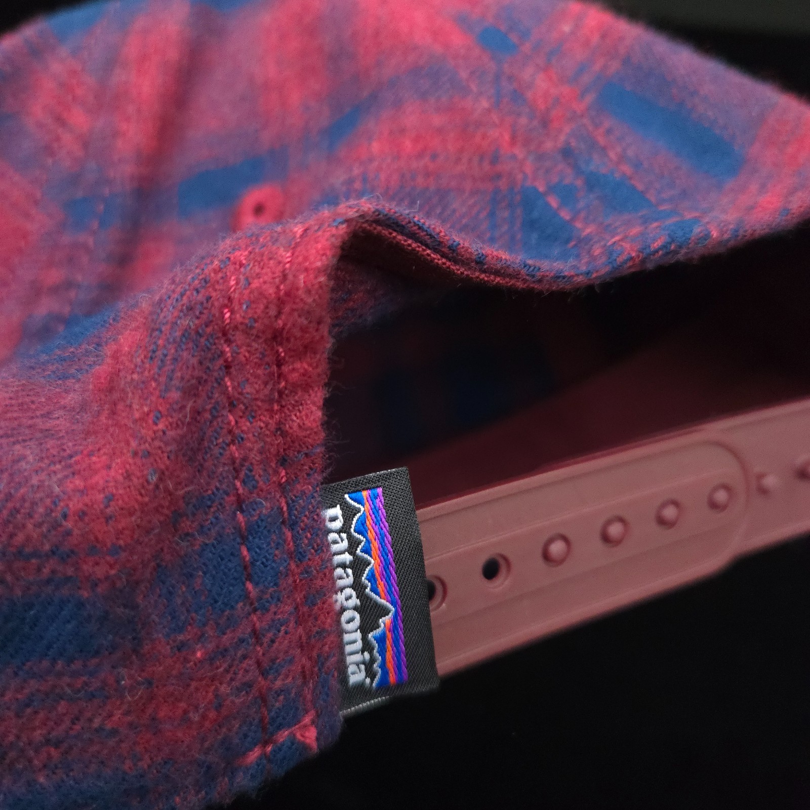 PATAGONIA RANGE FLANNEL HAT -NAVY BLUE BURGUNDY SOFT- CAP UNISEX ADJUSTABLE -NEW