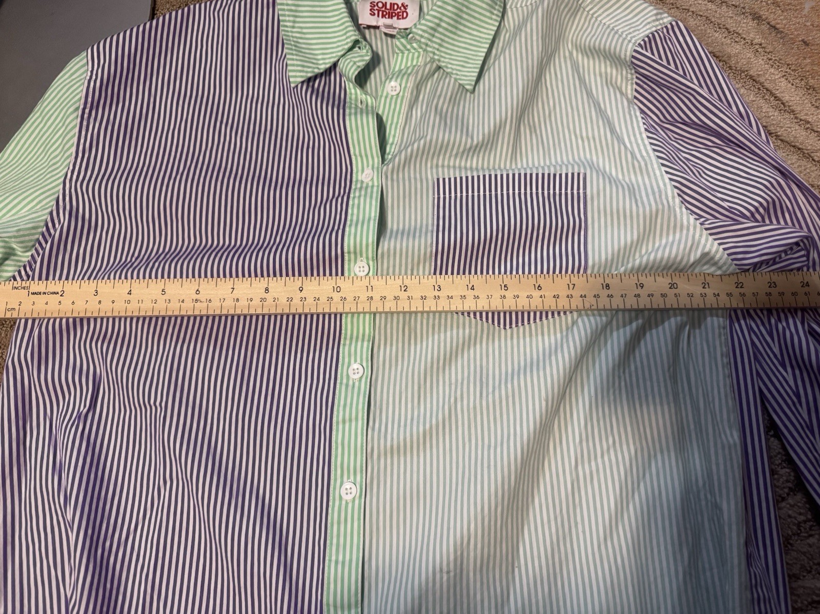 Solid And Striped Oxford Tunic Purple And Green Size Medium
