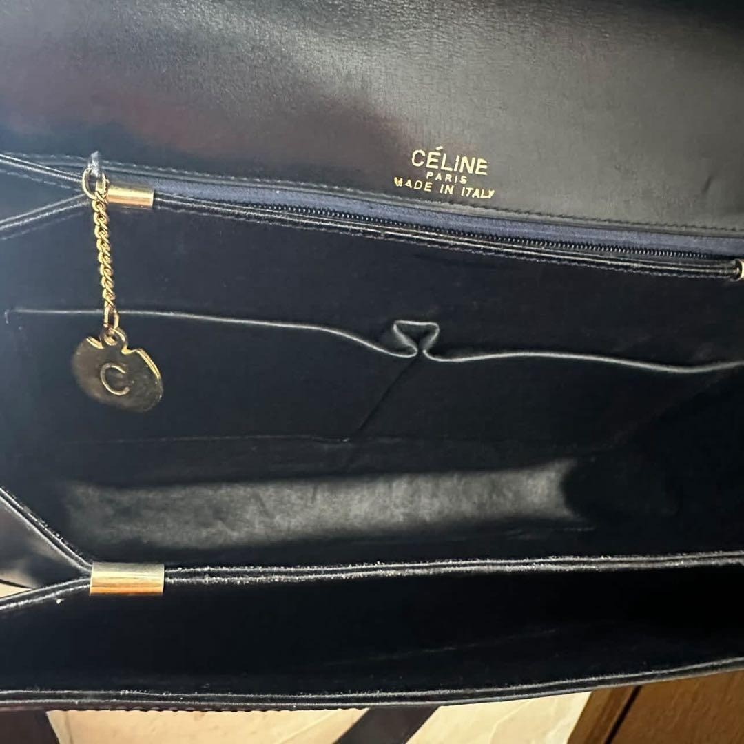 CELINE Horse Carriage Women’s Shoulder Bag Leather Black Gold Hardware Used