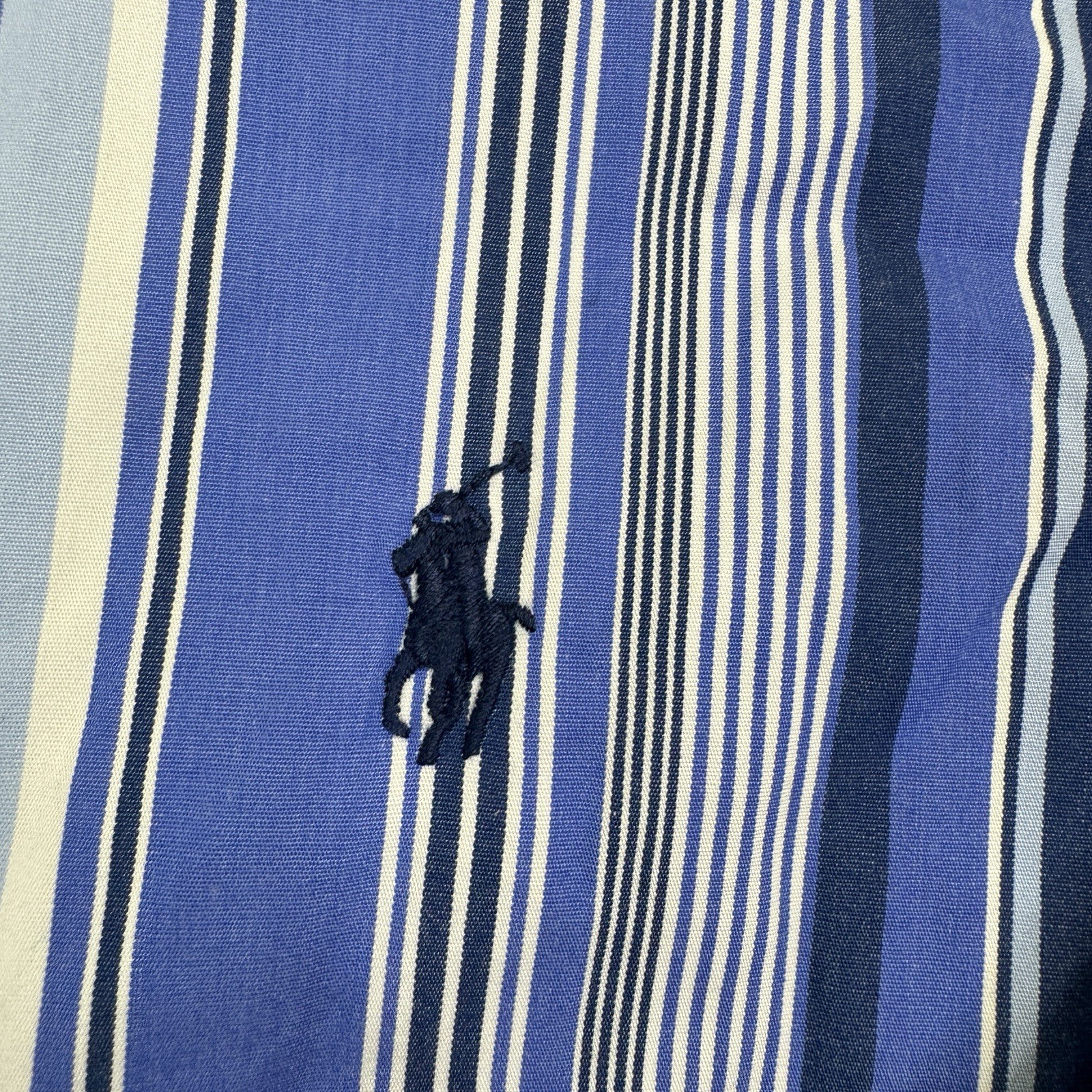 Ralph Lauren Button Down Shirt Mens Custom Fit XL Blue White Stripes Long Sleeve