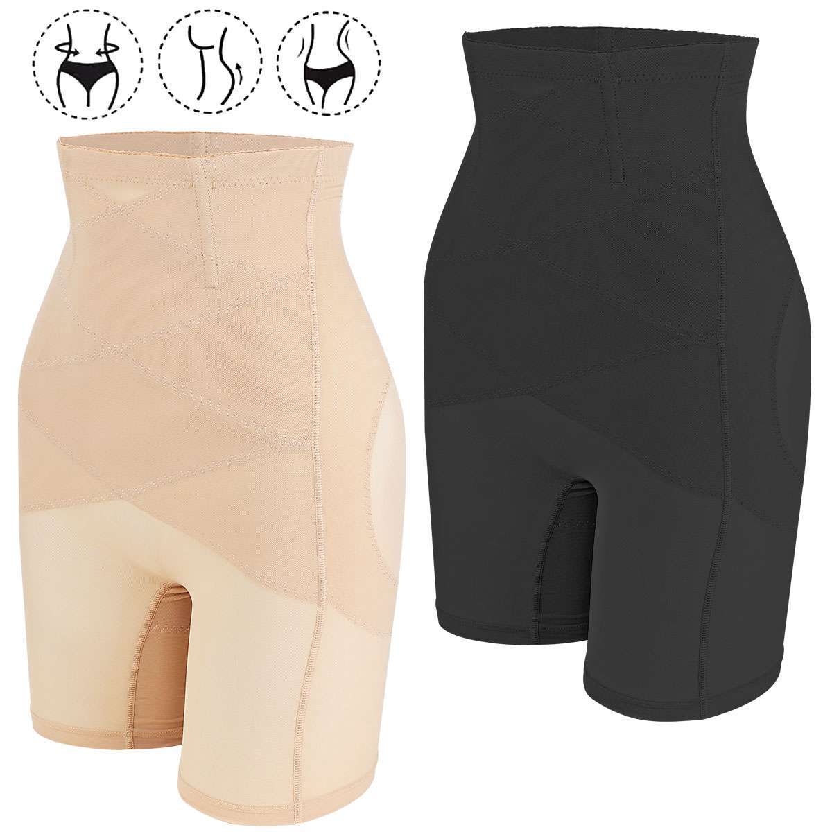 Shaperin All Day High-Waisted Body Shaper Shorts Slim Tummy Control Shapewear US