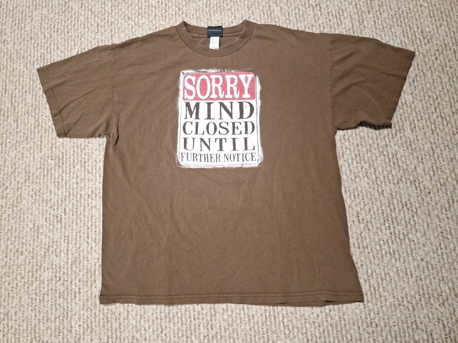 Vintage Y2K Hybrid Skater Skateboard Sign Sorry Mind Closed Funny Joke Shirt L