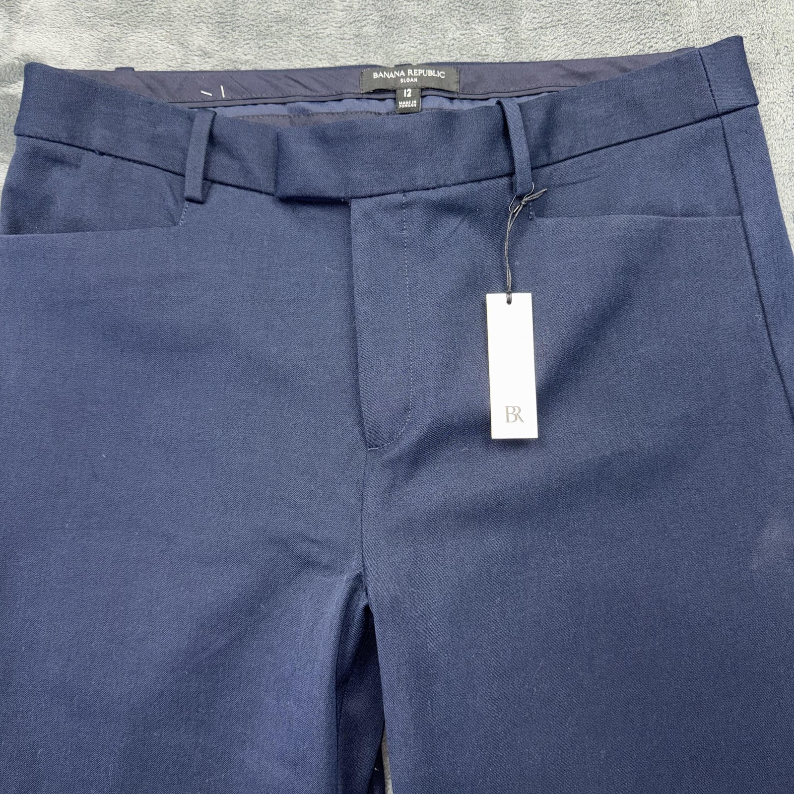 Banana Republic Sloan Pants Womens 12 Blue Twill Slim Ankle Dress Stretch NWT