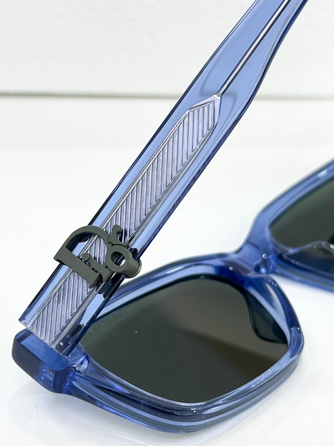 Dior Luxury Designer Square Sunglasses Transparent Blue Frame CD Logo Eyewear