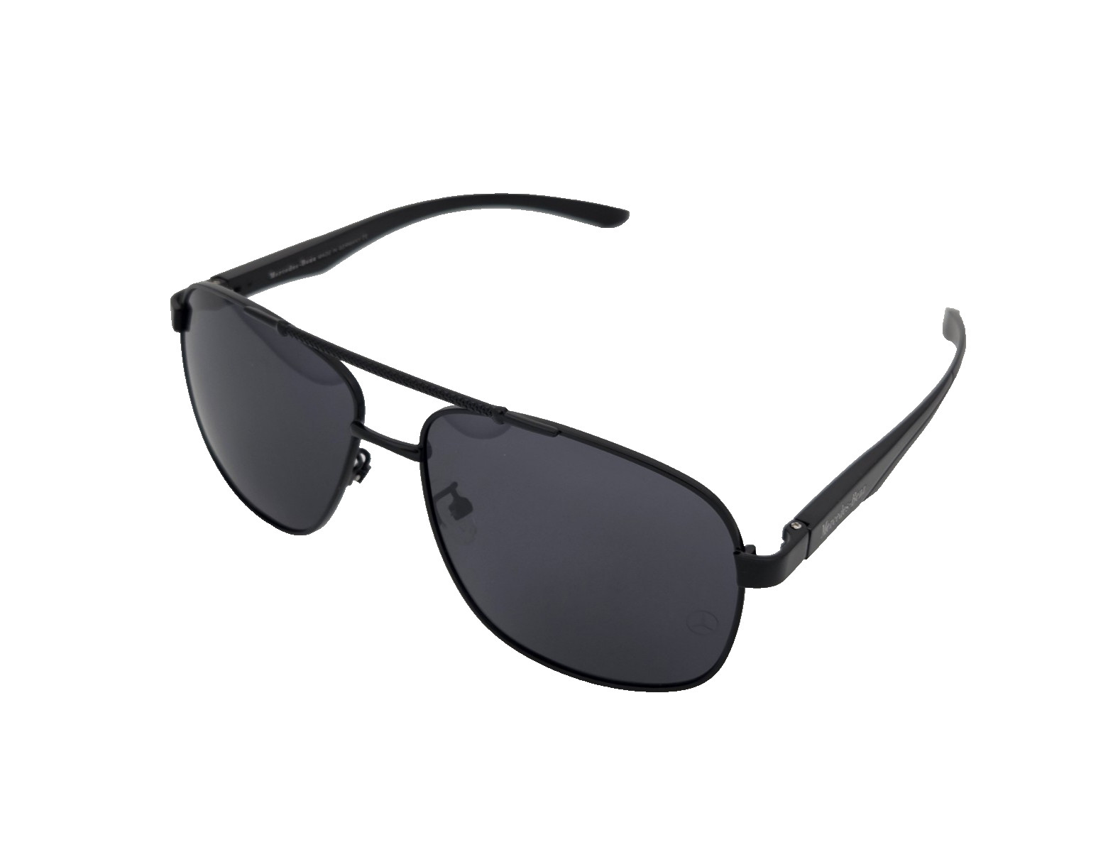 Polarized Mercedes Benz Metal Aviator Sunglasses Flex Hinge Black Smoke MB25