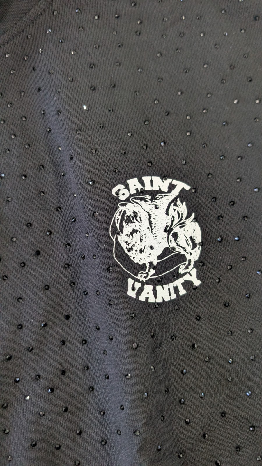 SAINT VANITY VVS Full Zip Hoodie Oreo Rhinestone Black Size L Printed Heavy 100