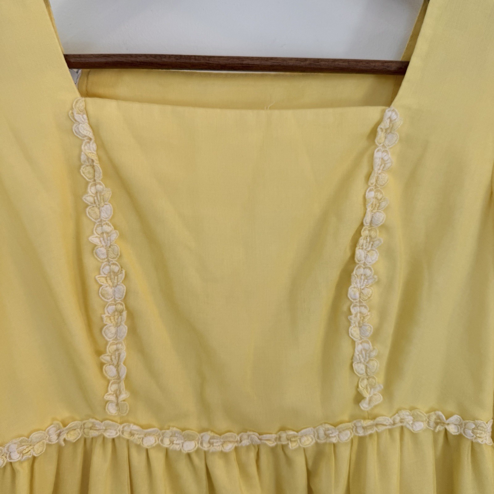 Vintage 1960s Liberty House Yellow Maxi Dress 6 Hippie Embroidered Festival #167