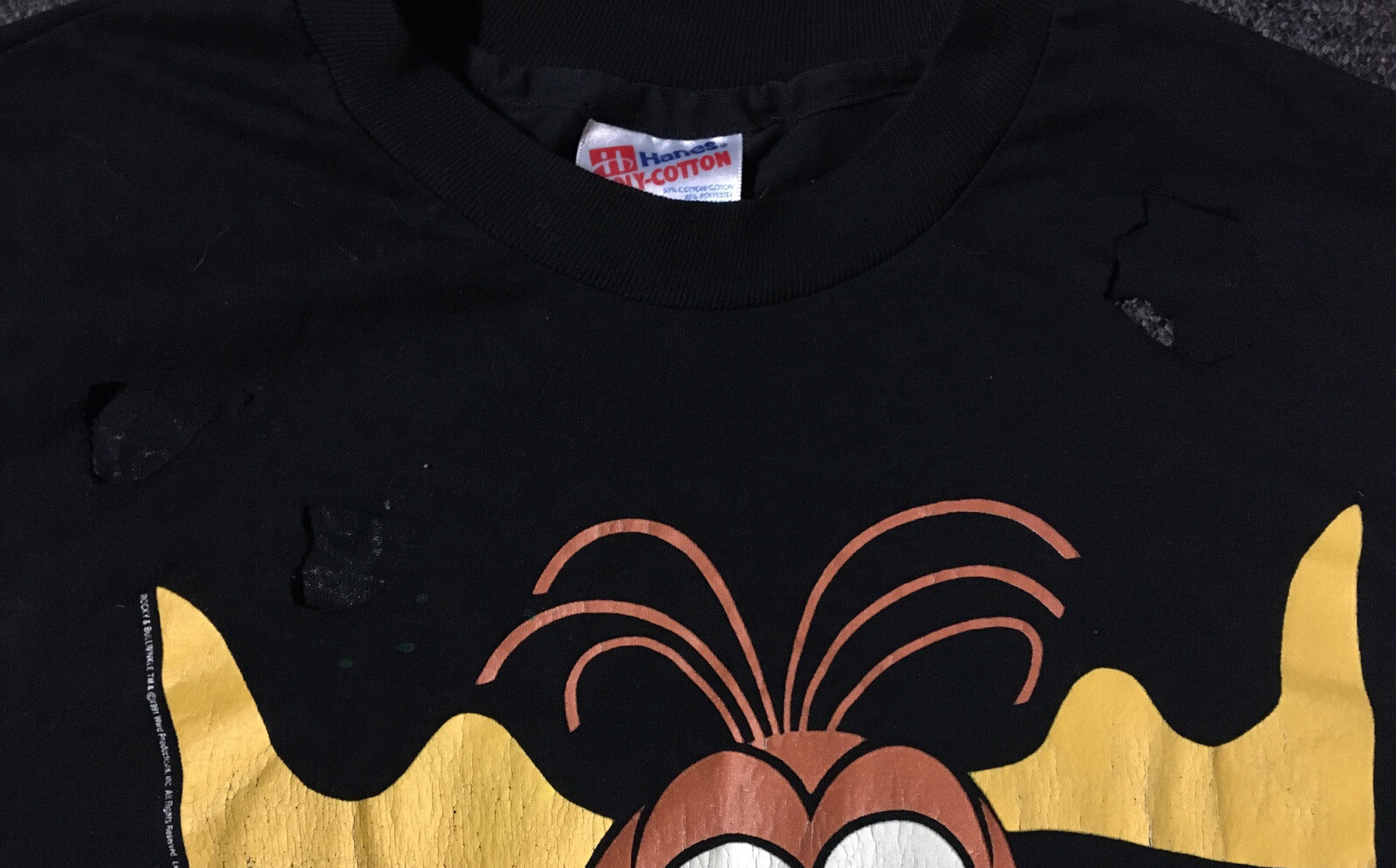 Vtg 90s Rocky & Bullwinkle Taco Bell Distress Promo Crop Shirt M Cartoon Grunge