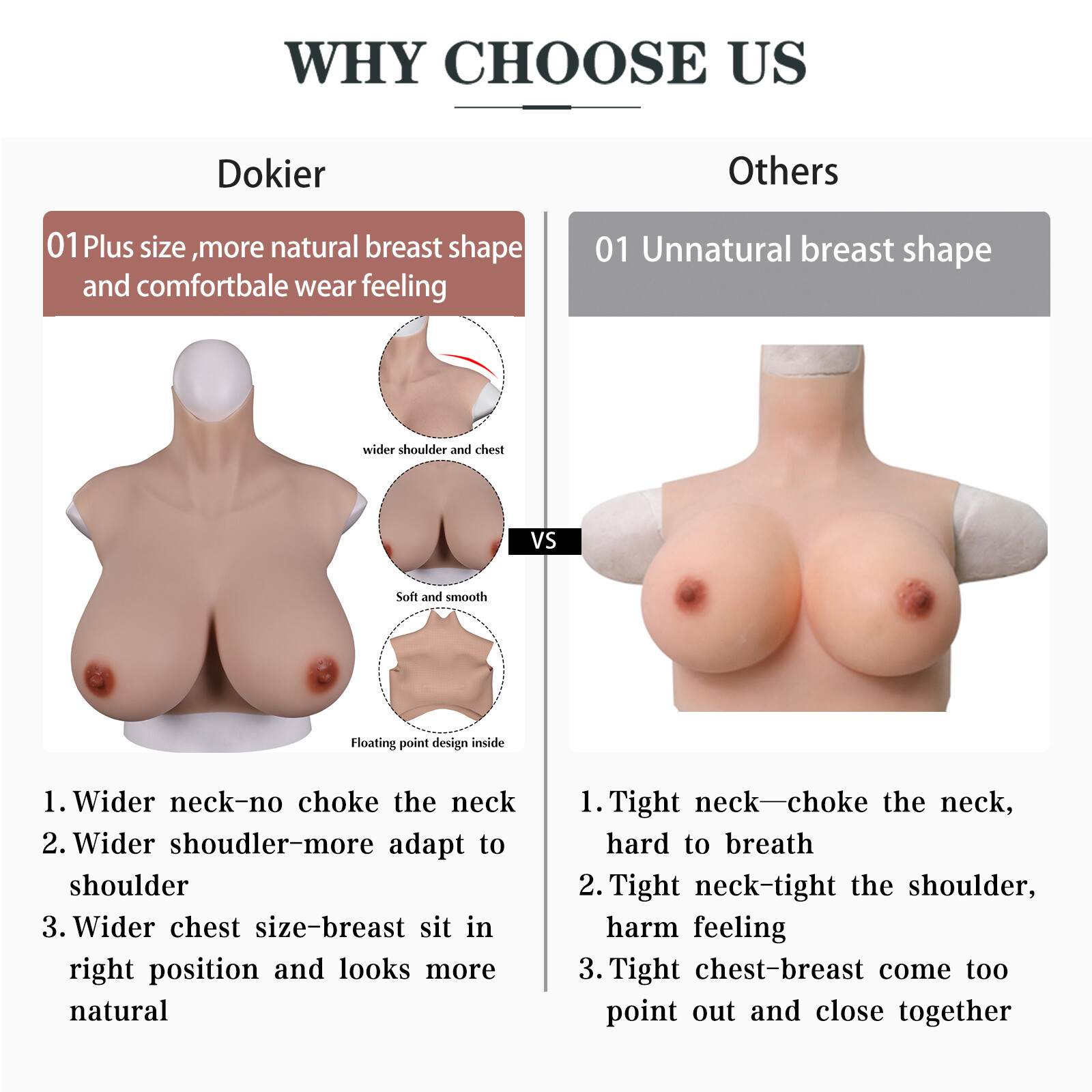 Dokier Oversize Silicone Breast Forms For Large Frame Crossdresser Drag Queen