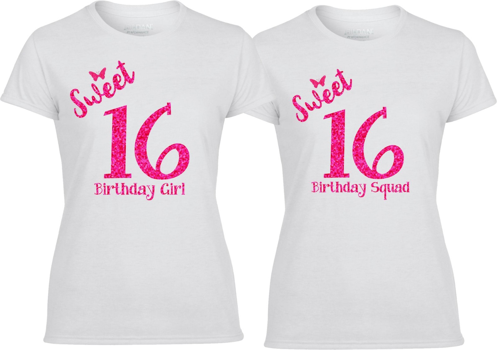Sweet 16 Glitter Pink Birthday Girl Birthday Squad Cute funny T-shirt