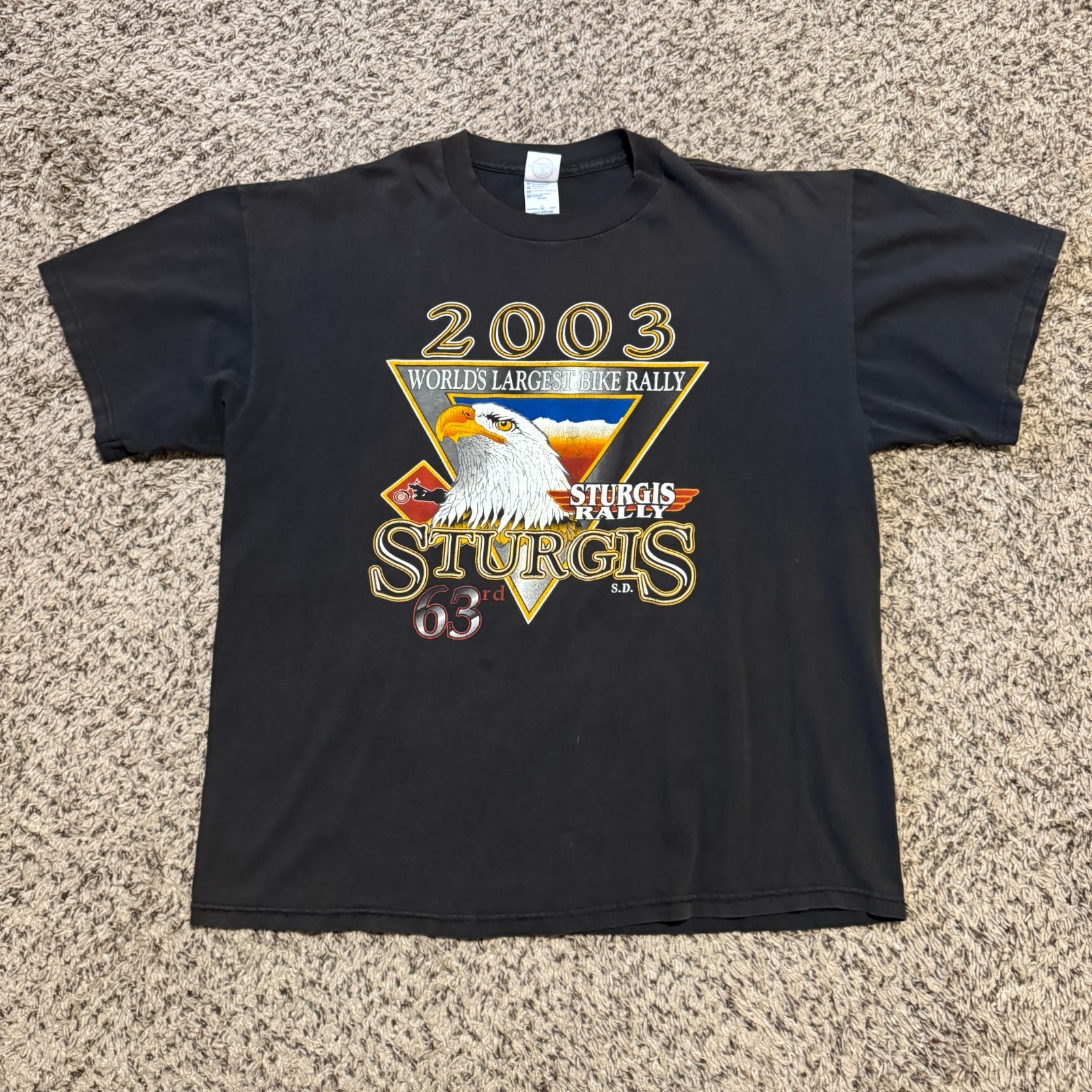 Vintage 2003 Sturgis Graphic T Shirt Eagle Motorcycle Buffalo Two Sided Print XL