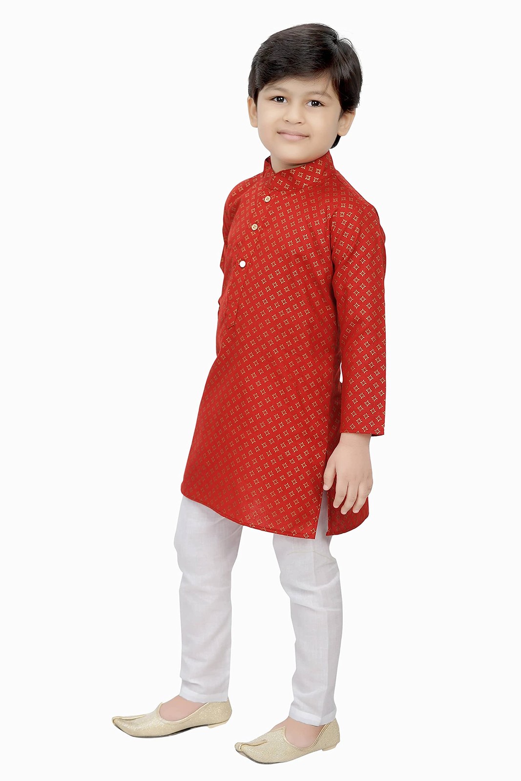 Tathastu Boys Cotton Kurta Set -TKS1286B-2-Red