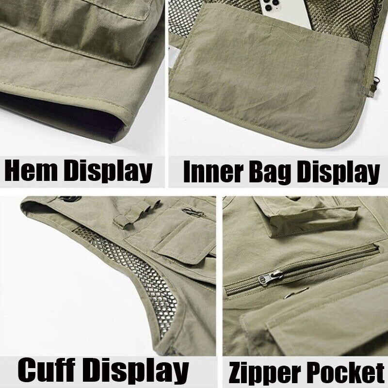 Tactical Mesh Vest for Men Fishing Hiking Photographer Casual Waistcoat JacketUS