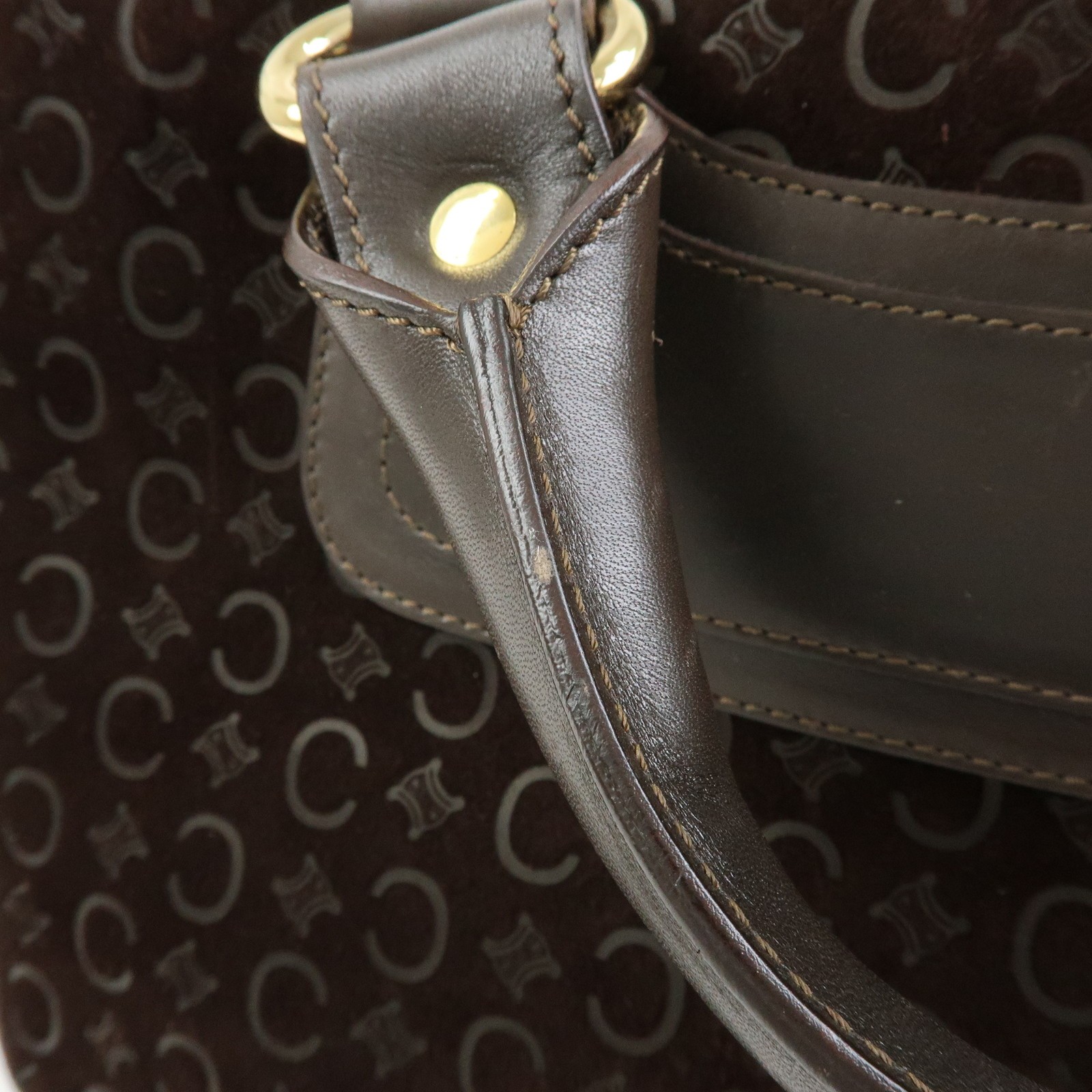 CELINE C Macadam Suede Leather Boogie Bag Hand Bag Brown Authentic Used F/S