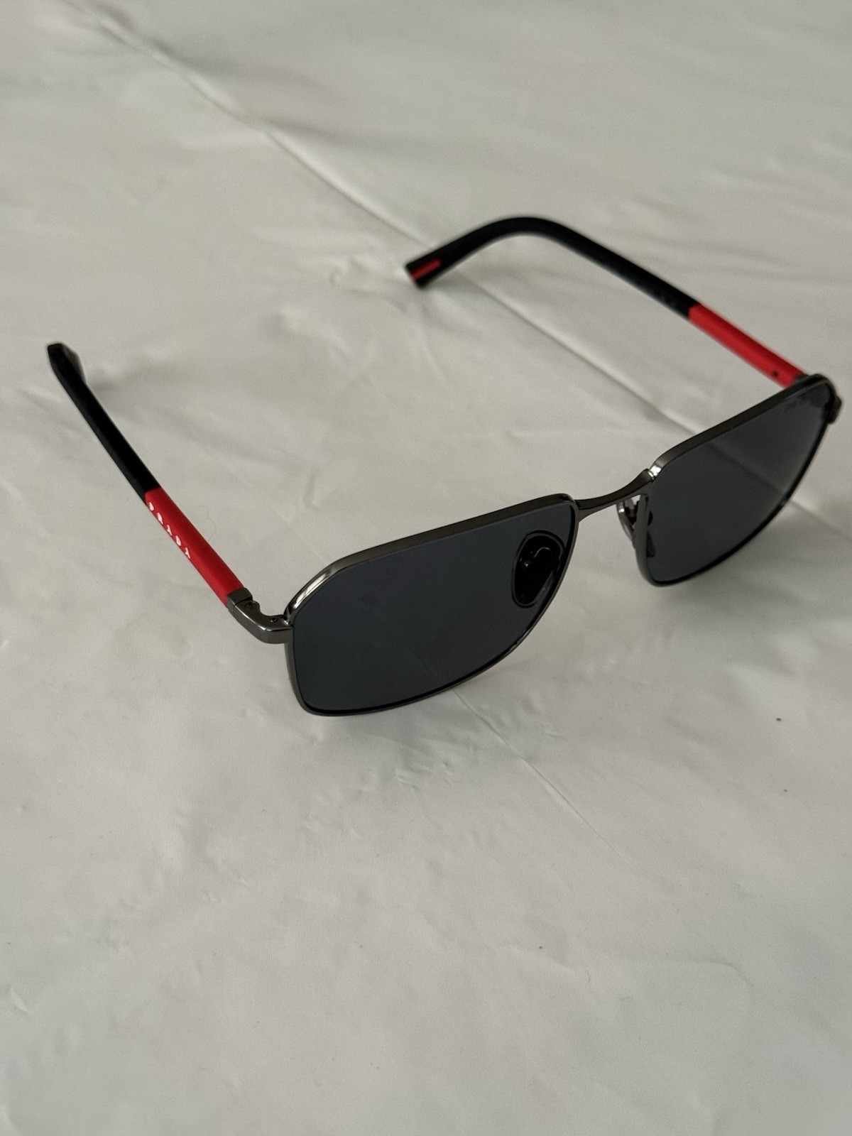 Prada Linea Rossa Square Metal Mirrored Sunglasses