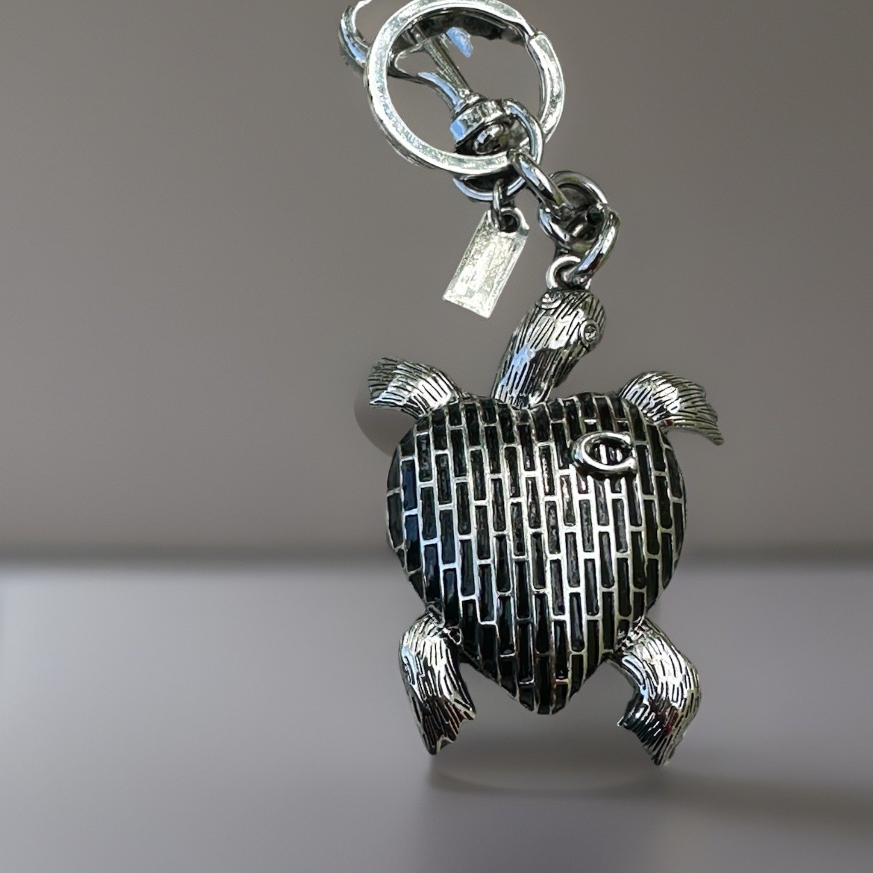 Graphite Black Turtle Bag Charm Keychain | Premium Velvet Dust Bag Included
