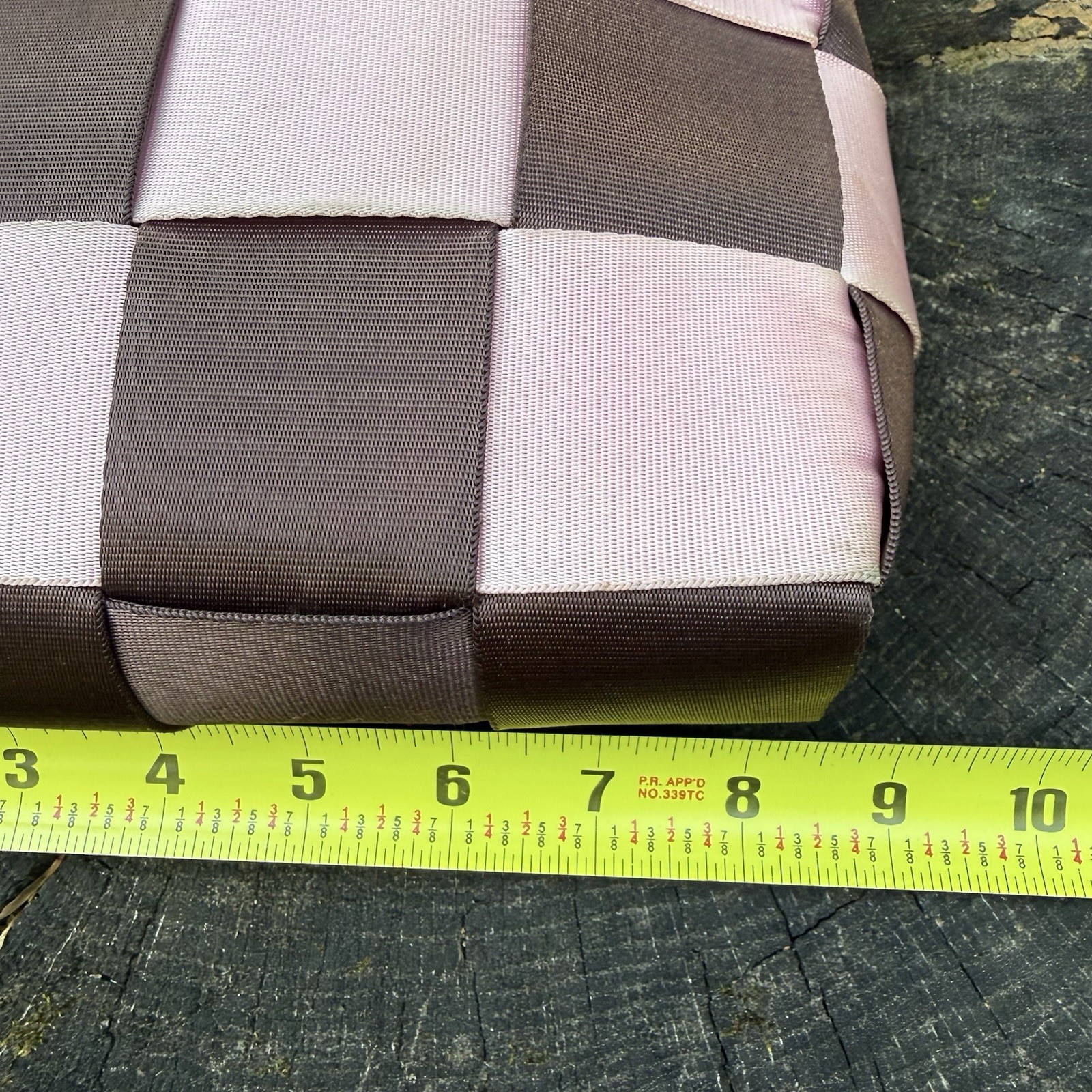 COMELY Seatbelt Bag Crossbody Purse Pink Brown Checkerboard Woven Handbag