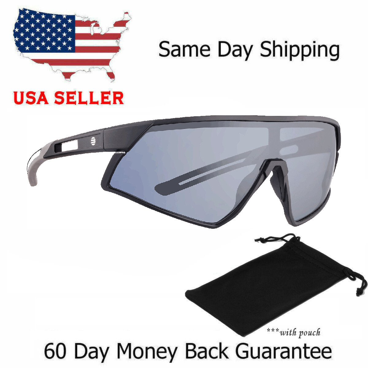 Oversized One Piece Lens Sports Shield Baseball Cycling Sunglasses Mirror