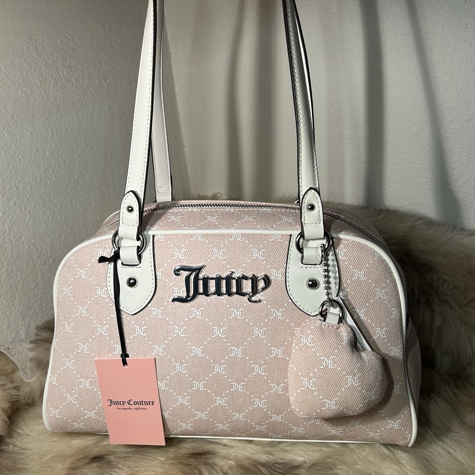 NWT Juicy Couture She’s The Moment Satchel – Pink Clay & White