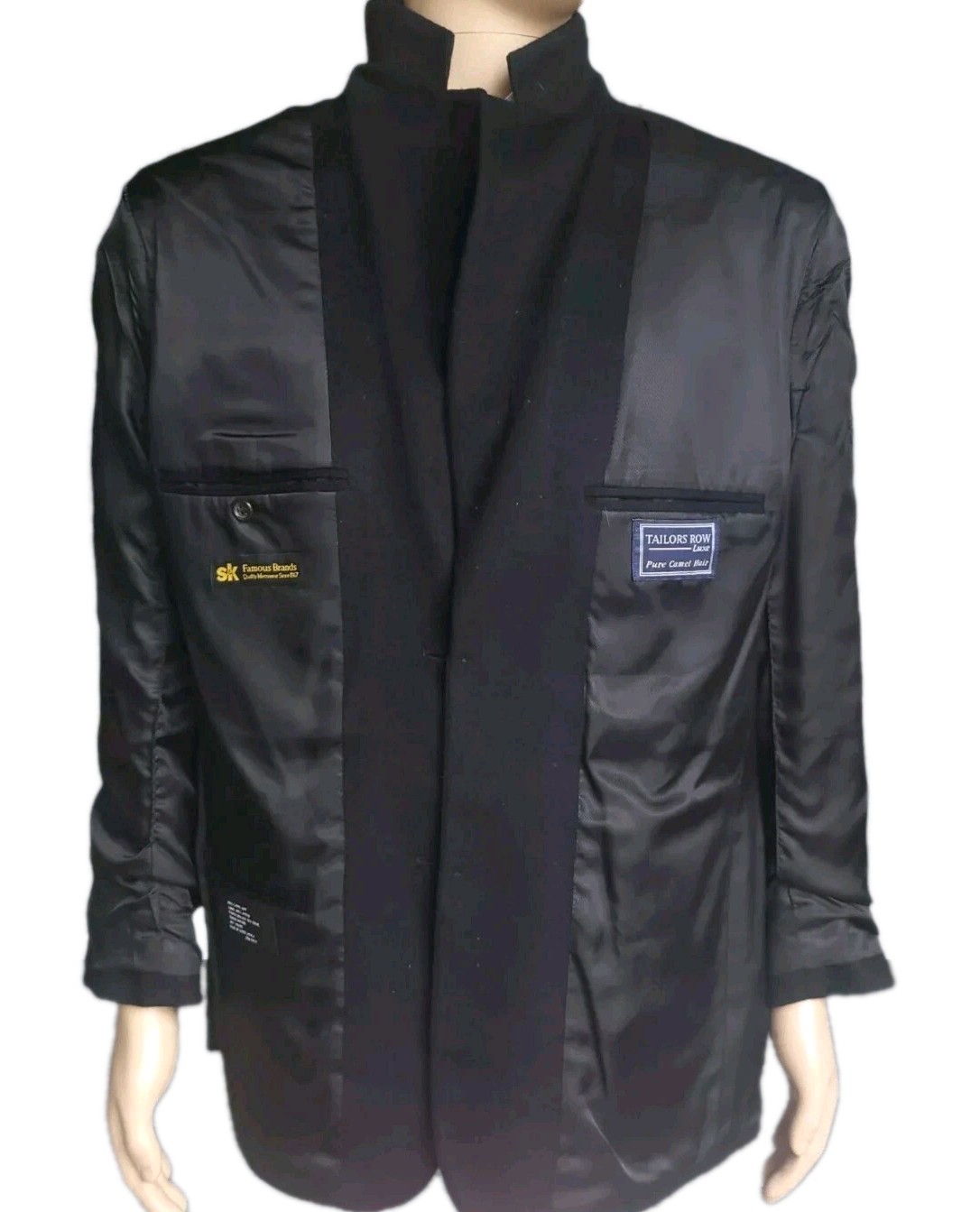 Tailors Row By Deansgate Blazer Mens 42 Black Pure Camel Hair Sport Coat Jacket