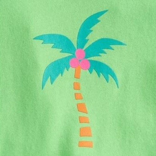 NWT Girls 2T Green Palm Tree Pink Cotton T-Shirt Short Sleeve Crewneck Summer