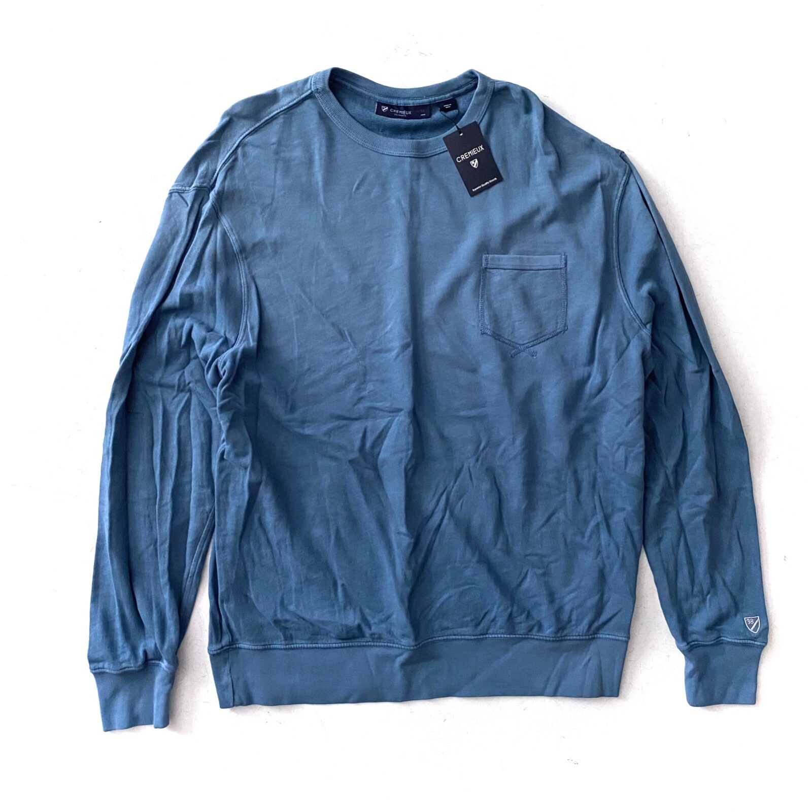 Cremieux Classics Nwt Blue Long Sleeve Pocket Lightweight Cotton Sweater XL