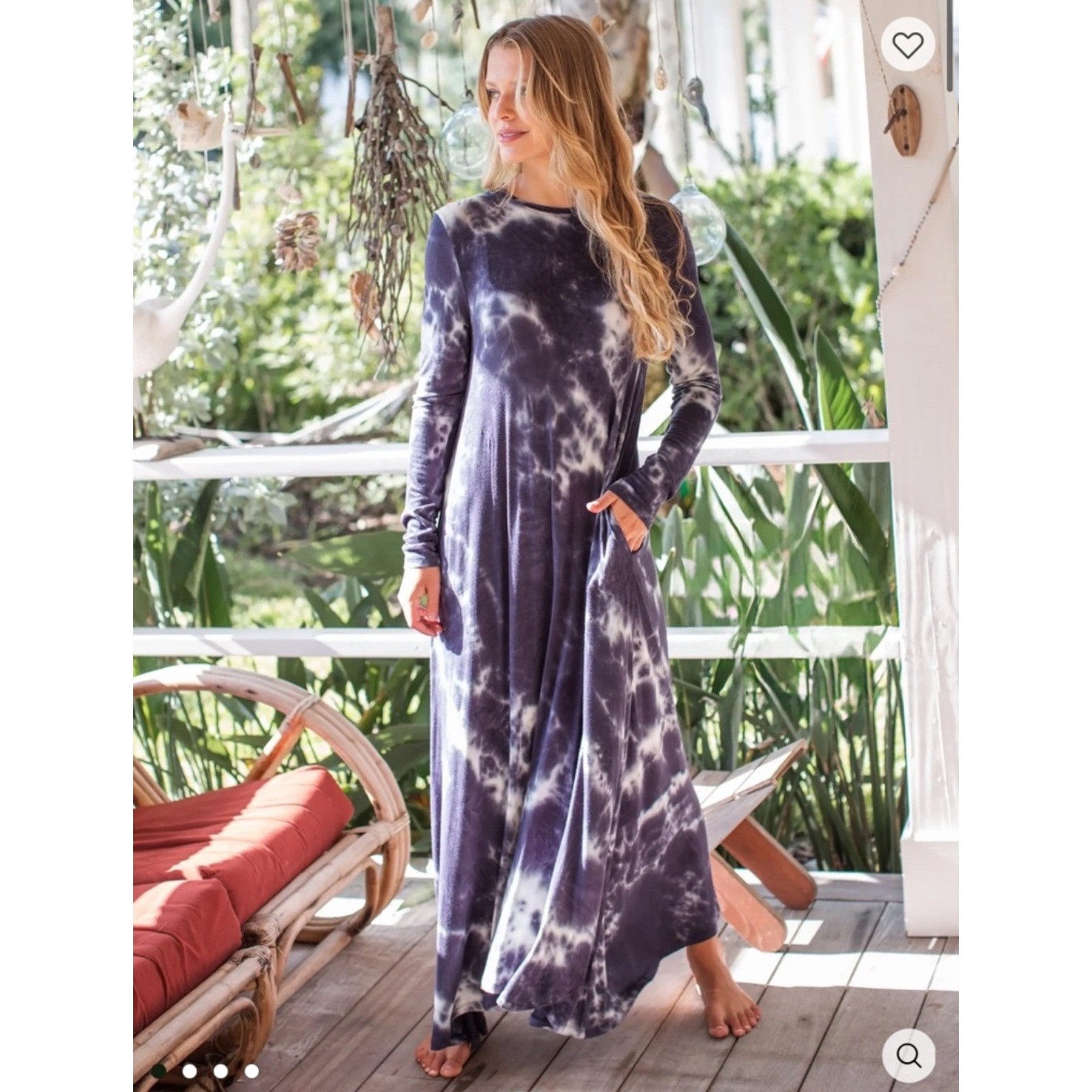 NEW Natural Life Stevie Tie Dye Maxi Dress Small Hippie Lagenlook Boho
