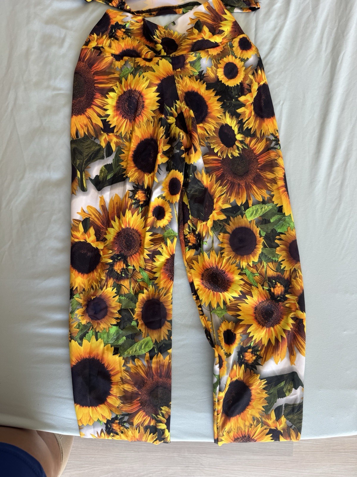 Women’s Sunflower Floral High Rise Ankle Stretch Yoga Leggings Size U