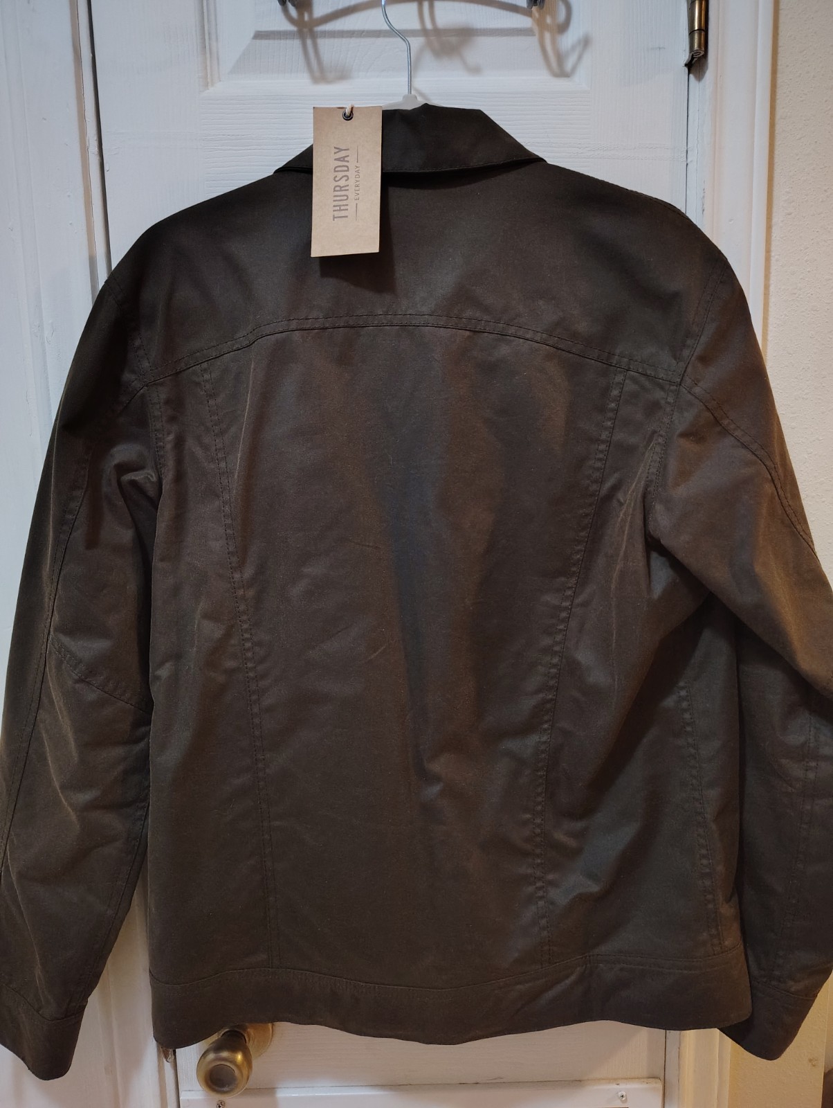 Thursday Men’s Brown Wax Jacket Button Closure Point Collar Regular Fit Size S