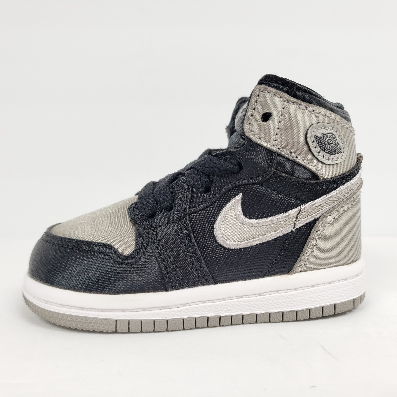 Nike Air Jordan 1 Retro High OG TD Toddler Size 4c Black Medium Grey White Shoes