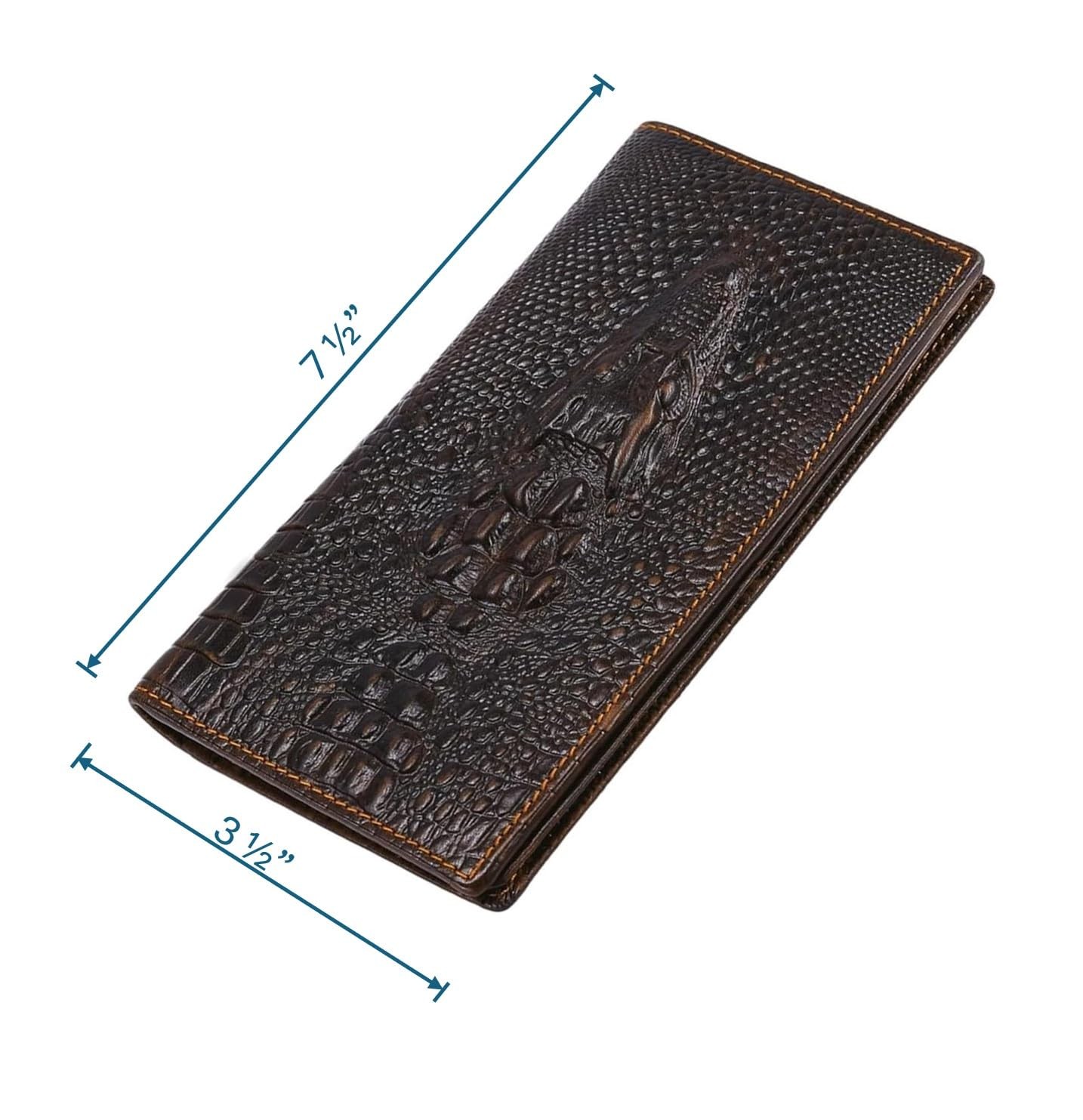 AurexaFashion Genuine 7.48 x 3.54 x 0.71 in, Crocodile Head- Coffee B2