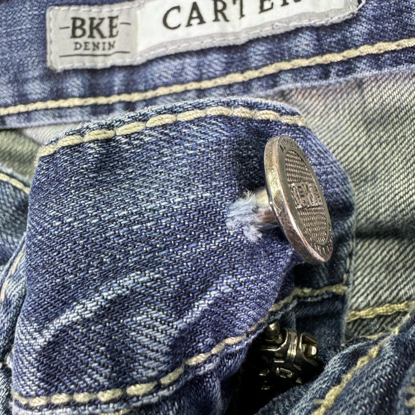 BKE Carter Jeans Mens 33×31 Blue Bootcut Denim Pockets Work Outdoor Logo Casual