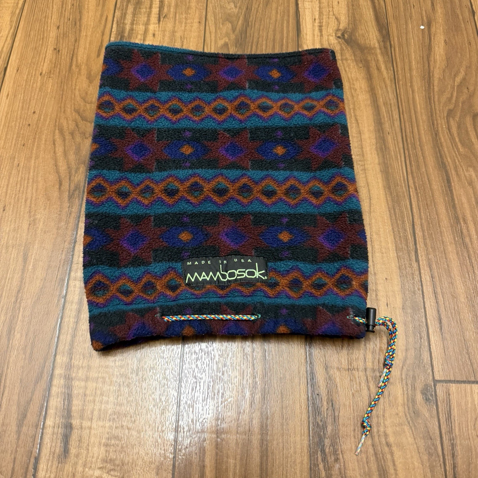 90s Mambosok Neck Warmer / Open Top Hat Geometric Ski Snowboarding Retro Vintage