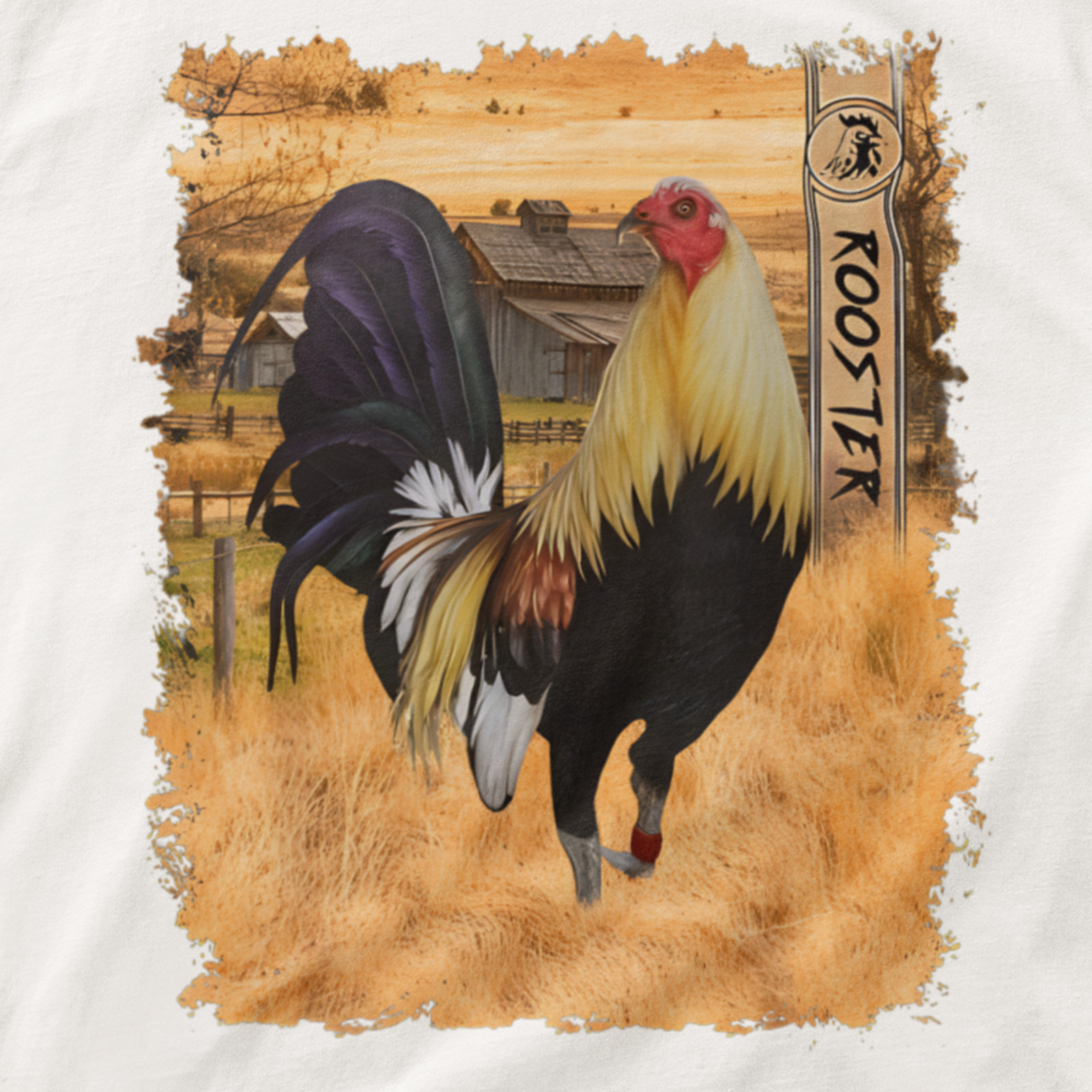 Rooster Farmhouse Chicken Graphic T Shirt Country Farm Animal Tee