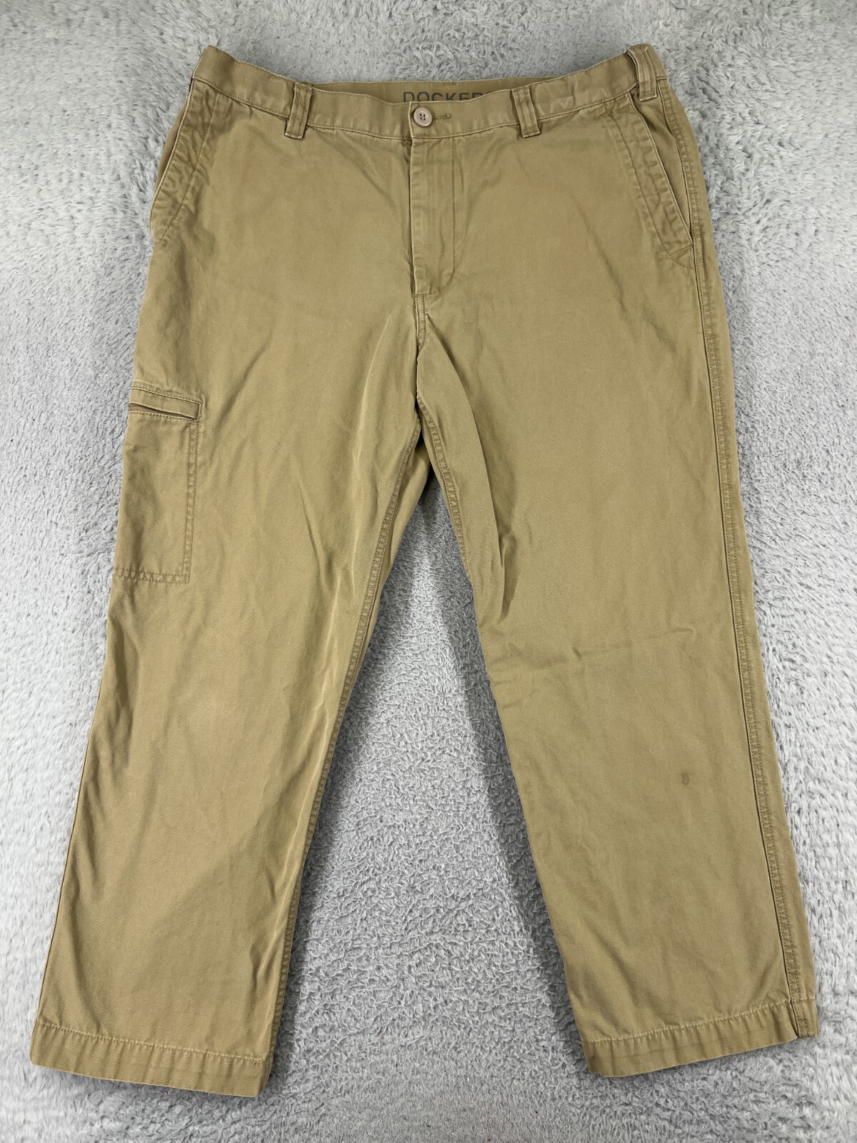 Dockers Pants Mens 38 Beige Cargo Pockets 100% Cotton DUCK Camping Outdoor