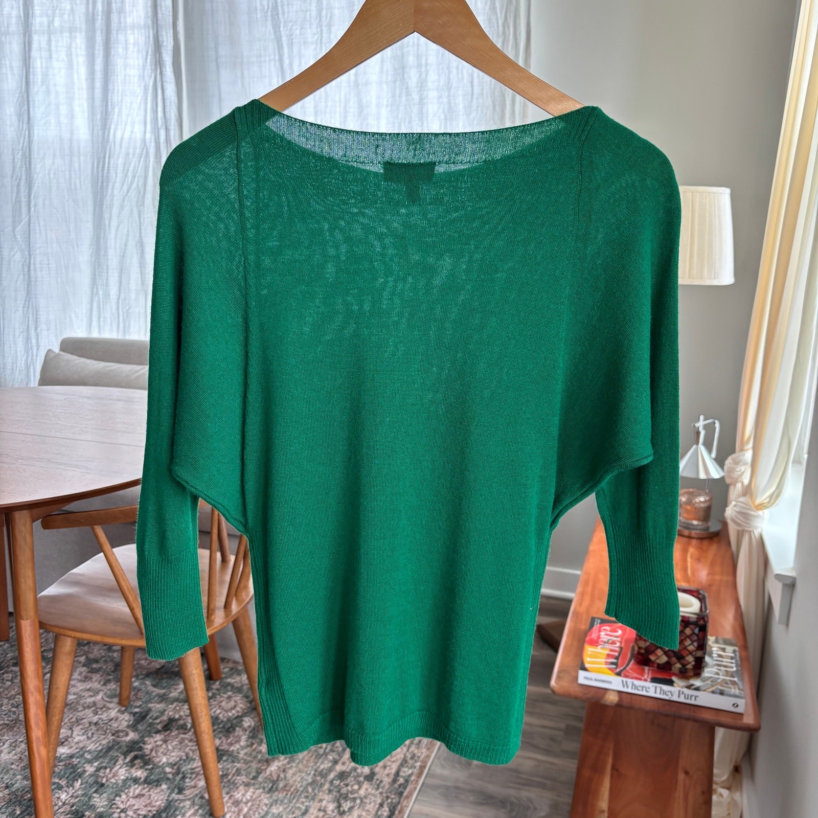 2010s The Limited Wool Blend Boat Neck Lightweight Knit Batwing Sweater Top XS