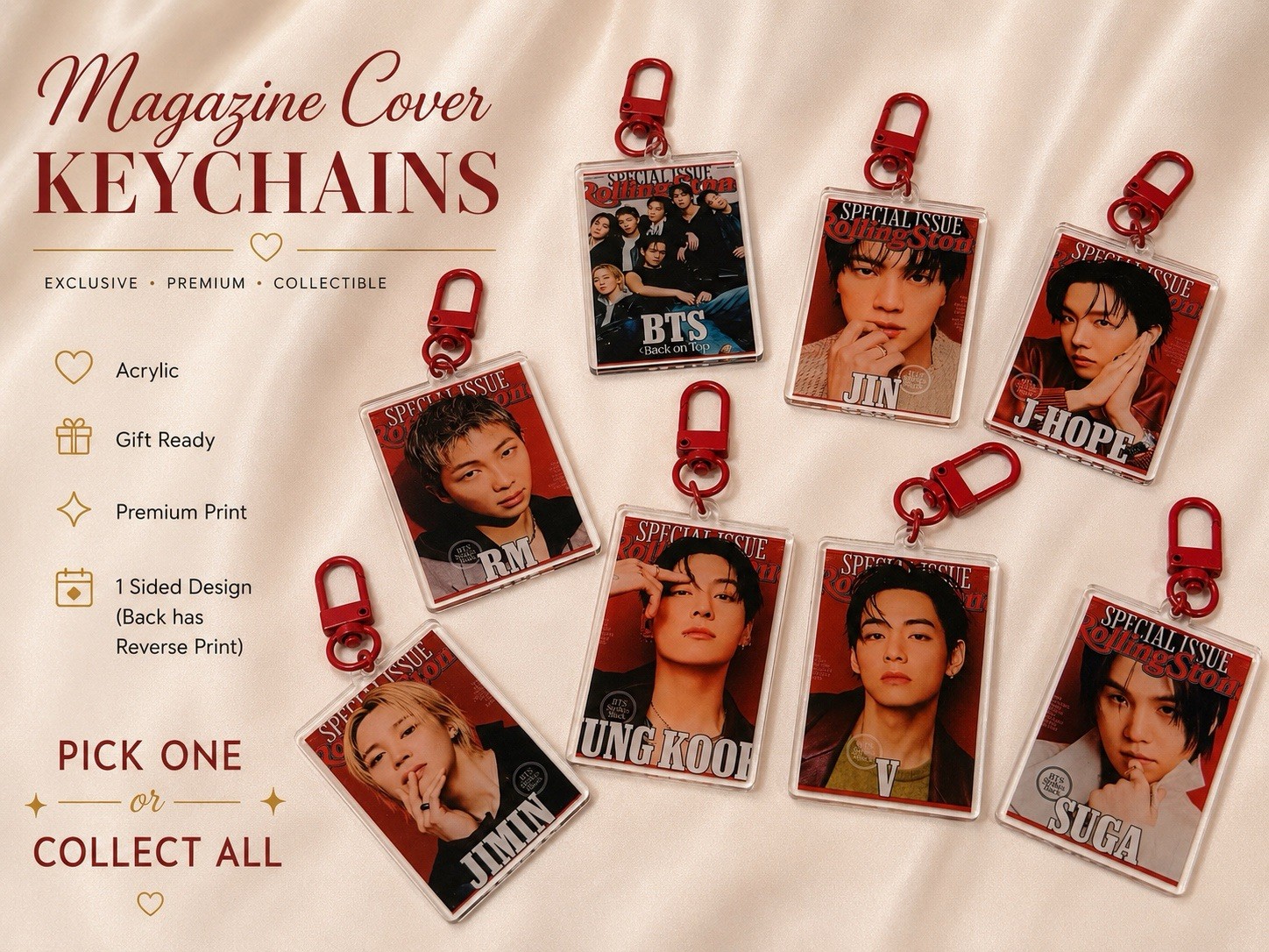 Jimin BTS Rolling Stone Magazine Cover Acrylic Keychain